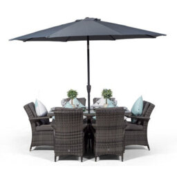 That's Furniture Arizona Rectangle 6 Seat Rattan Dining Set With Ice Bucket Drinks Cooler - Grey - thumbnail 2