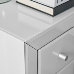 Furniturebox Uk Lexi Contemporary White Mirrored Bedside Table Side Table Bedroom Cabinet Modern Slimline 3 Drawer Reflective - thumbnail 3