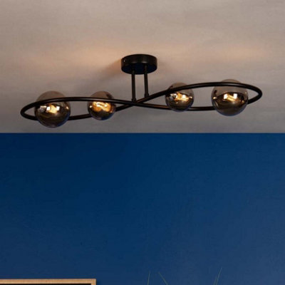 Pagazzi Lighting Pagazzi Lena 4 Light Semi Flush Ceiling Light Black - image 1