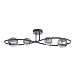 Pagazzi Lighting Pagazzi Lena 4 Light Semi Flush Ceiling Light Black - thumbnail 2
