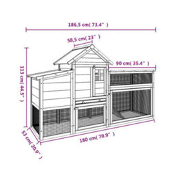Vidaxl Chicken Coop Mocha 186.5X58.5X113 Cm Solid Wood Pine - thumbnail 8