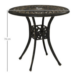 Wyld Haus Kenofa Cast Aluminium Bronze Round Garden Dining Table With Parasol Hole - 78Cm. - thumbnail 4