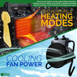 Elixir Garden Supplies Elixir Gardens Bh-20R3 2Kw X 1 Square Fan Heater - thumbnail 3