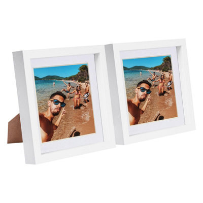 "Nicola Spring 8 X 8"" Photo Frames - White Mount 3D Photo Frame Picture Frame Box Portrait Display Case & Spacer (22.5 X 22.5Cm) X2" - image 1