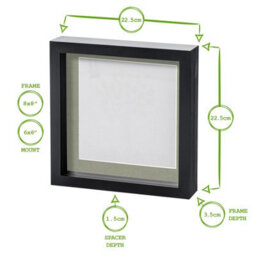 "Nicola Spring 8 X 8"" Photo Frames - White Mount 3D Photo Frame Picture Frame Box Portrait Display Case & Spacer (22.5 X 22.5Cm) X2" - thumbnail 4