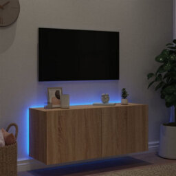 Berkfield Durable Tv Wall Cabinet With Led Lights Sonoma Oak 100X35X41 Cm - thumbnail 4