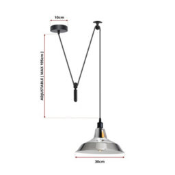 Adjustable Modern Chrome Pendant Light Long Metal Cone Shade With 2M Cord Hanging Light For Kitchen Islands - thumbnail 5