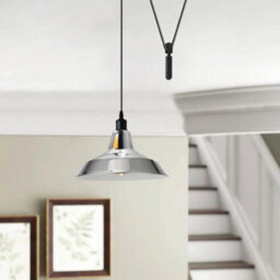 Adjustable Modern Chrome Pendant Light Long Metal Cone Shade With 2M Cord Hanging Light For Kitchen Islands - thumbnail 3