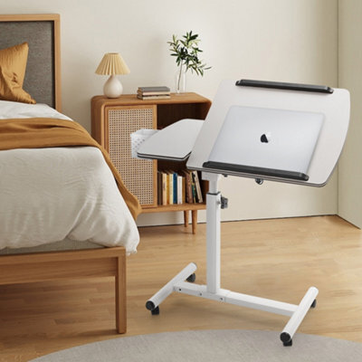 Living And Home White Height Adjustable Standard Laptop Table With Pen Holder 68Cm W X 40Cm D - image 1