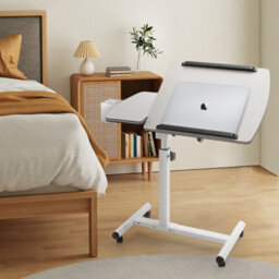 Living And Home White Height Adjustable Standard Laptop Table With Pen Holder 68Cm W X 40Cm D - thumbnail 1