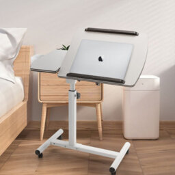 Living And Home White Height Adjustable Standard Laptop Table With Pen Holder 68Cm W X 40Cm D - thumbnail 2