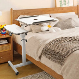Living And Home White Height Adjustable Standard Laptop Table With Pen Holder 68Cm W X 40Cm D - thumbnail 3