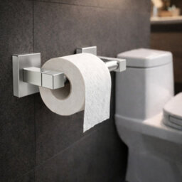 Billtix  Silver Square Stainless Steel Toilet Paper Holder, Wall Mounted Toilet Roll Holder Bathroom Accessories Roll Storage - thumbnail 7