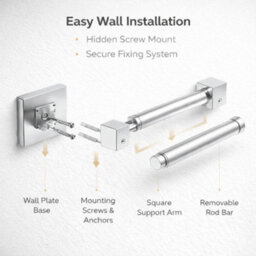 Billtix  Silver Square Stainless Steel Toilet Paper Holder, Wall Mounted Toilet Roll Holder Bathroom Accessories Roll Storage - thumbnail 4