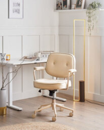 Beliani Desk Chair Paramus Faux Leather Beige - thumbnail 2