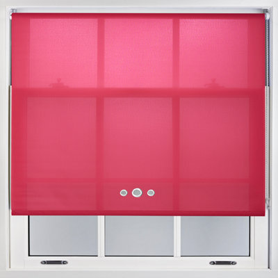 Furnished Roller Blind With Triple Chrome Round Eyelet And Metal Fittings - Fuchsia Daylight Shade (W)180Cm X (L)210Cm