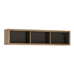 Furniture To Go Shetland Wide Wall Shelf Oak & Black - thumbnail 1