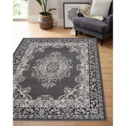 Melrose Colorama Traditional Grey Area Large Indoor Rug 160X230Cm - thumbnail 2