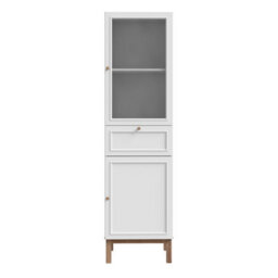 Furniture To Go Wensley Display Cabinet With 1 Door 1 Drawer And  1 Glass Door In Light Grey And Oak - thumbnail 2