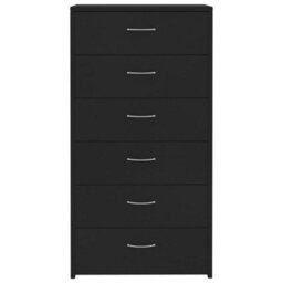 Vidaxl Sideboard With 6 Drawers Black 50X34X96 Cm Engineered Wood - thumbnail 4