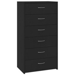 Vidaxl Sideboard With 6 Drawers Black 50X34X96 Cm Engineered Wood - thumbnail 1