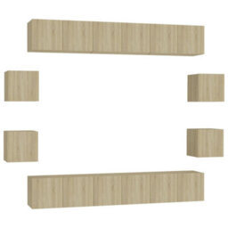 Berkfield 10 Piece Tv Cabinet Set Sonoma Oak Engineered Wood - thumbnail 2