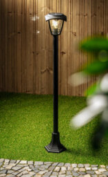 CGC Lighting Cgc Lara Black Solar Outdoor Outside Post Light Bollard Traditional Filament Led Warm White Light Ip44