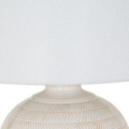 Hill Interiors Chevronne Ceramic Table Lamp With Linen Shade - Ceramic - L41 X W41 X H63 Cm - White - thumbnail 3