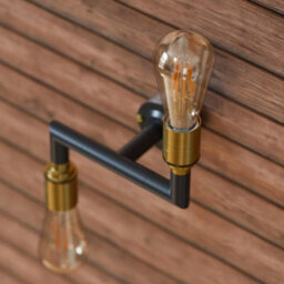 Industrial 2 Way Wall Lights 20mm Conduit Pipe Modern Dual Bulb E27 Lamp Fitting Wall Scone  Yellow Brass - thumbnail 6