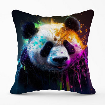 Warren Reed Designer Panda Face Splashart Colourful Cushions 45Cm X 45Cm - image 1