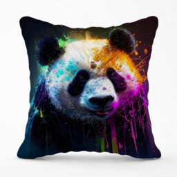 Warren Reed Designer Panda Face Splashart Colourful Cushions 45Cm X 45Cm - thumbnail 1