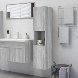 Berkfield Bathroom Cabinet Grey Sonoma 30X30X130 Cm Engineered Wood - thumbnail 1