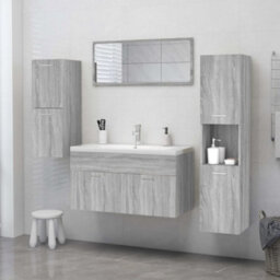 Berkfield Bathroom Cabinet Grey Sonoma 30X30X130 Cm Engineered Wood - thumbnail 3