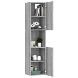 Berkfield Bathroom Cabinet Grey Sonoma 30X30X130 Cm Engineered Wood - thumbnail 5