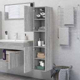 Berkfield Bathroom Cabinet Grey Sonoma 30X30X130 Cm Engineered Wood - thumbnail 4