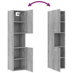 Berkfield Bathroom Cabinet Grey Sonoma 30X30X130 Cm Engineered Wood - thumbnail 9