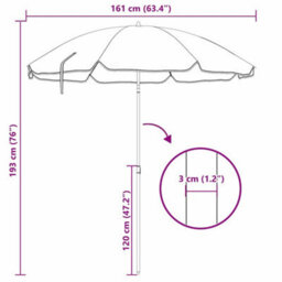Berkfield Beach Parasol With Metal Pole Blue & White 161X193 Cm Polyester - thumbnail 8