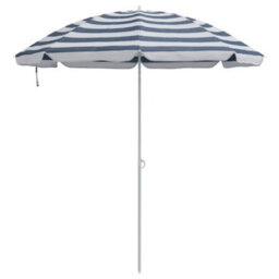 Berkfield Beach Parasol With Metal Pole Blue & White 161X193 Cm Polyester - thumbnail 4