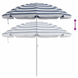 Berkfield Beach Parasol With Metal Pole Blue & White 161X193 Cm Polyester - thumbnail 6