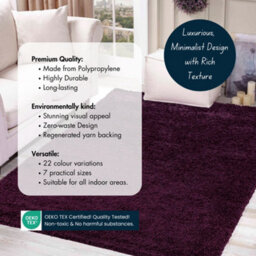 Desire Rugs Plain Living Room Shaggy Area Rugs Violet 80X150 Cm - thumbnail 3