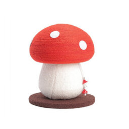 Thehotsale Sisal Mushroom-Shaped Cat Scratching Post With Soft Teddy Fleece Base And Hanging Toy Charms, 28Cm W X 28Cm D X 34Cm H - thumbnail 5