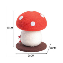 Thehotsale Sisal Mushroom-Shaped Cat Scratching Post With Soft Teddy Fleece Base And Hanging Toy Charms, 28Cm W X 28Cm D X 34Cm H - thumbnail 6
