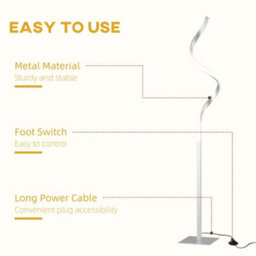 Wyld Haus Mari 147Cm Silver Dimmable Spiral Led Floor Lamp With Square Base - thumbnail 7