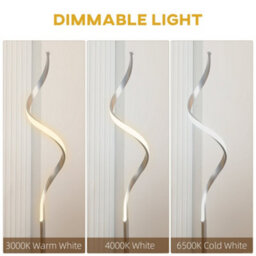 Wyld Haus Mari 147Cm Silver Dimmable Spiral Led Floor Lamp With Square Base - thumbnail 5