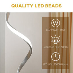 Wyld Haus Mari 147Cm Silver Dimmable Spiral Led Floor Lamp With Square Base - thumbnail 6