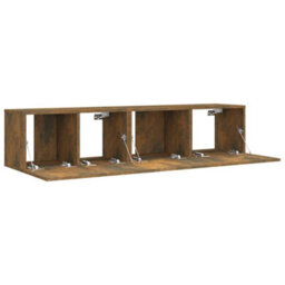 Berkfield Modern 2 Piece Tv Cabinet Set Smoked Oak Engineered Wood - thumbnail 4