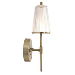 Happy Homewares Antique Brass Wireless Rechargeable Touch Dimmer Wall Light With Ribbed Shade - thumbnail 2