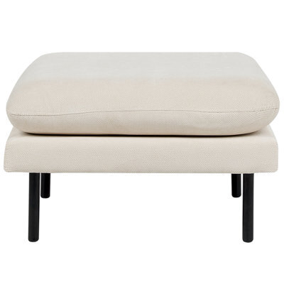 Wyld And Coco Glamourhome Pillow-Top Ottoman Beige Fabric Footstool With Aluminium Legs, W70 X D70 X H44 Cm - image 1