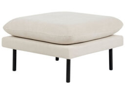 Wyld And Coco Glamourhome Pillow-Top Ottoman Beige Fabric Footstool With Aluminium Legs, W70 X D70 X H44 Cm - thumbnail 3