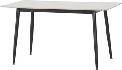 Seconique Fenton Dining Table White Marble Stone Effect - image 1